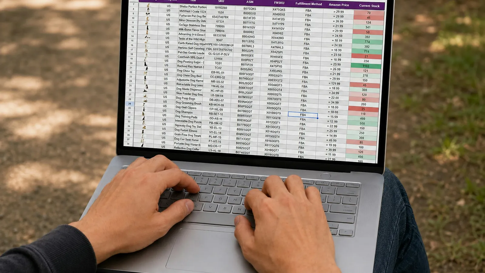 Large spreadsheet of property leads on a laptop, the limit of managing a real estate agency in Excel
