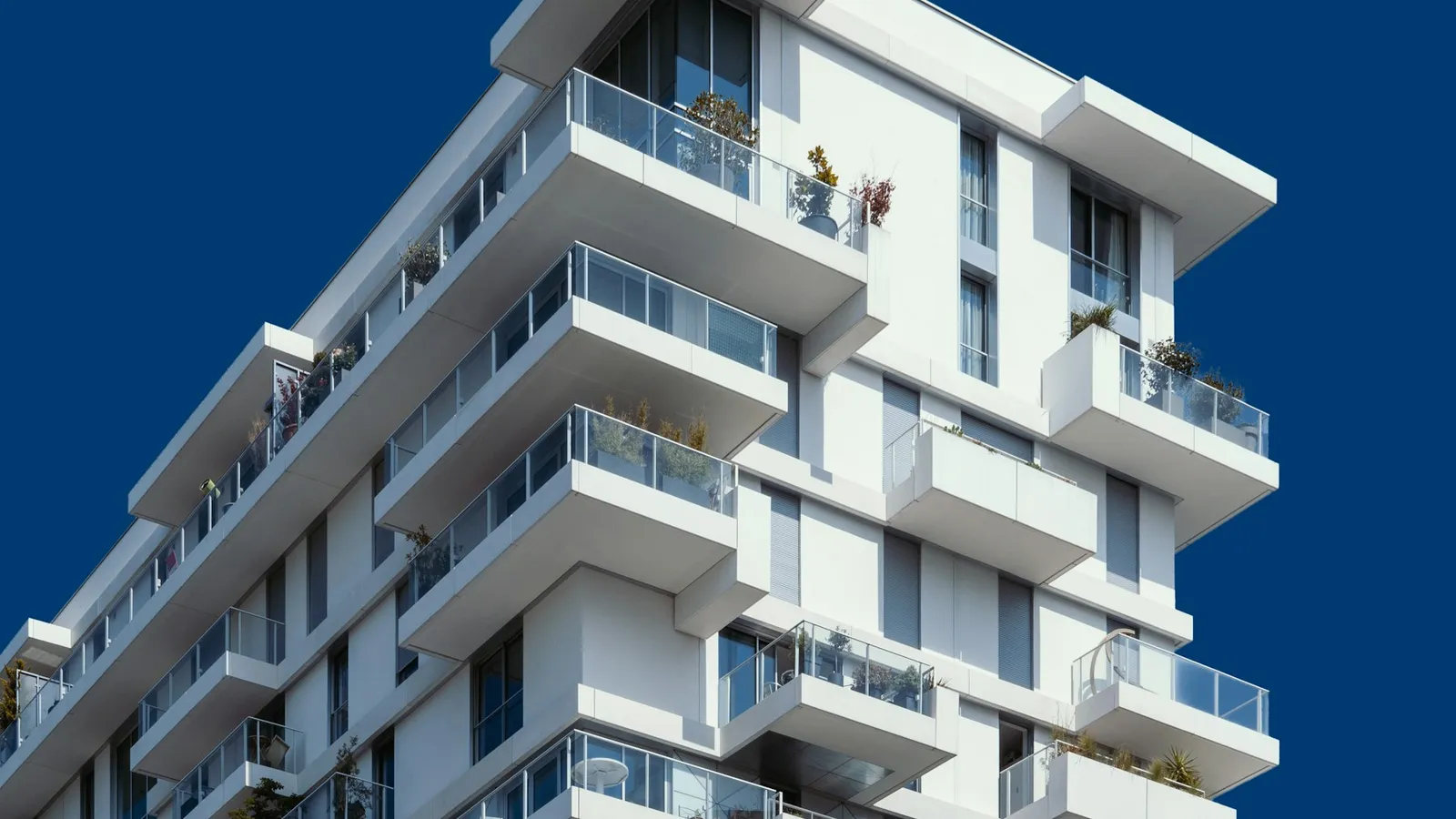 Modern apartment building, a typical listing promoted through real estate lead generation campaigns