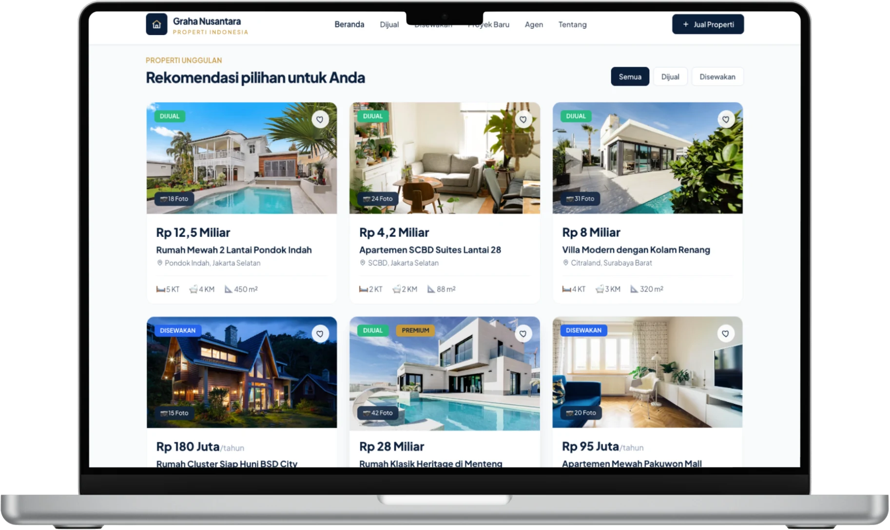 Situs agensi properti yang dibuat dengan Closio Sites